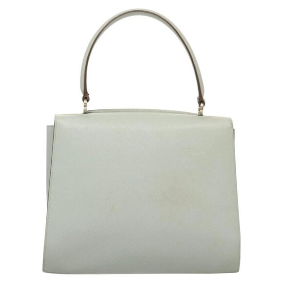 Salvatore Ferragamo Gancini Hand Bag Safiano 2way Light Blue Silver Auth BA1740 - Picture 2 of 16